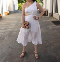 Entro - Solid One-Shoulder Midi Dress