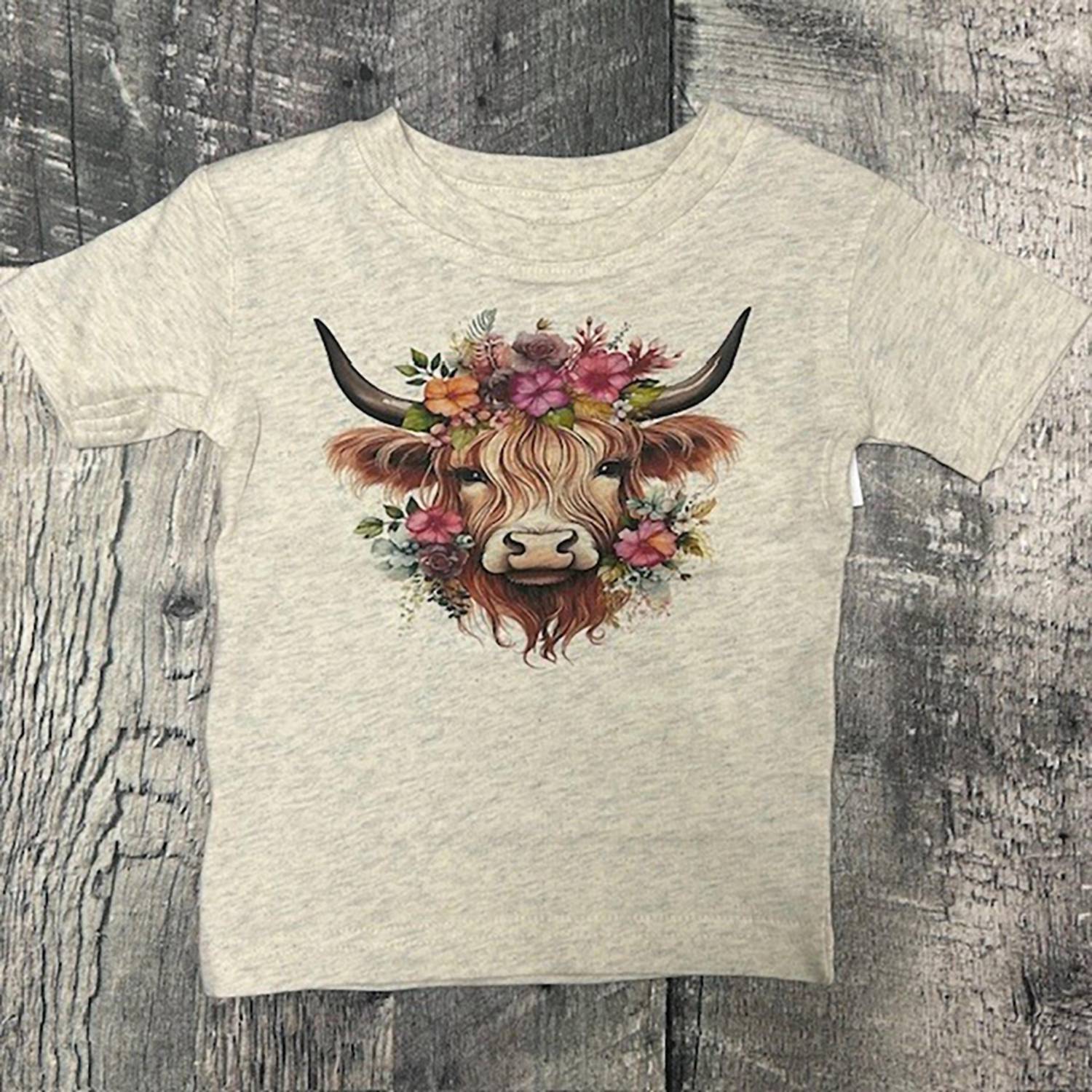 Bratti Mati - Infant Highland Cow Flowers Tee