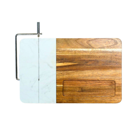 Creative Gifts International - Marble and Acacia Wood Board with Slicer