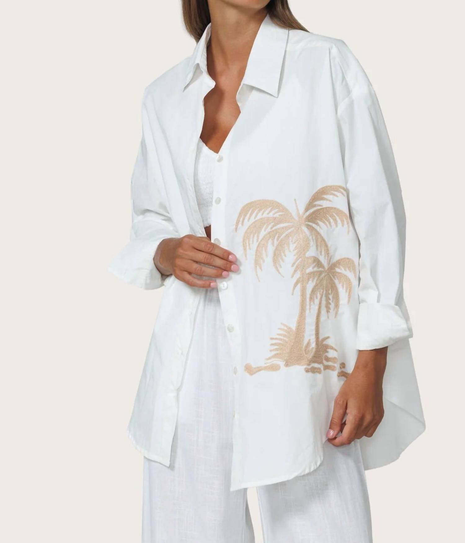 LUSANA Embroidered Shirt in palma - women's shirt