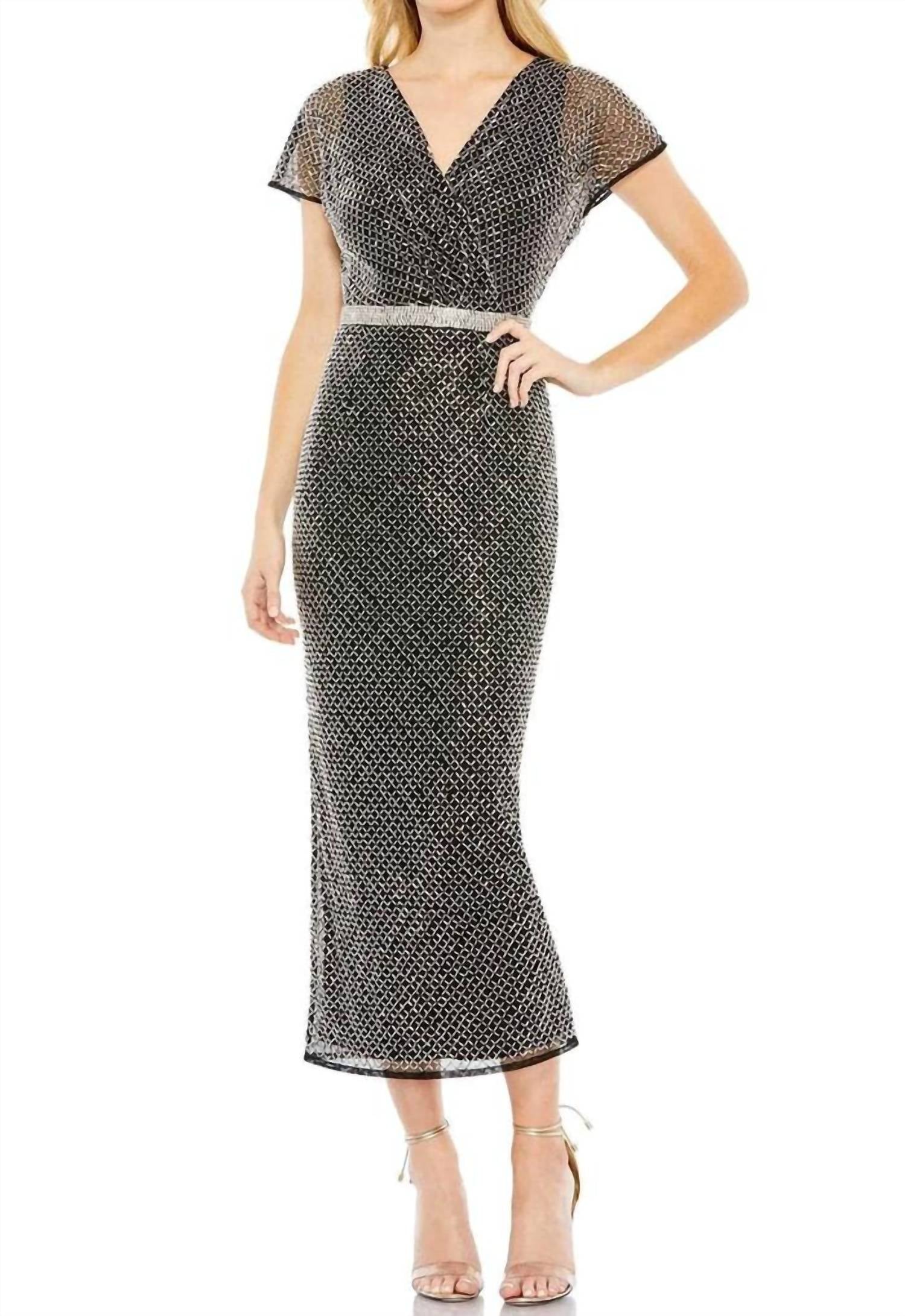 Mac Duggal - Women's V-neck Cap Sleeve Formal Dress