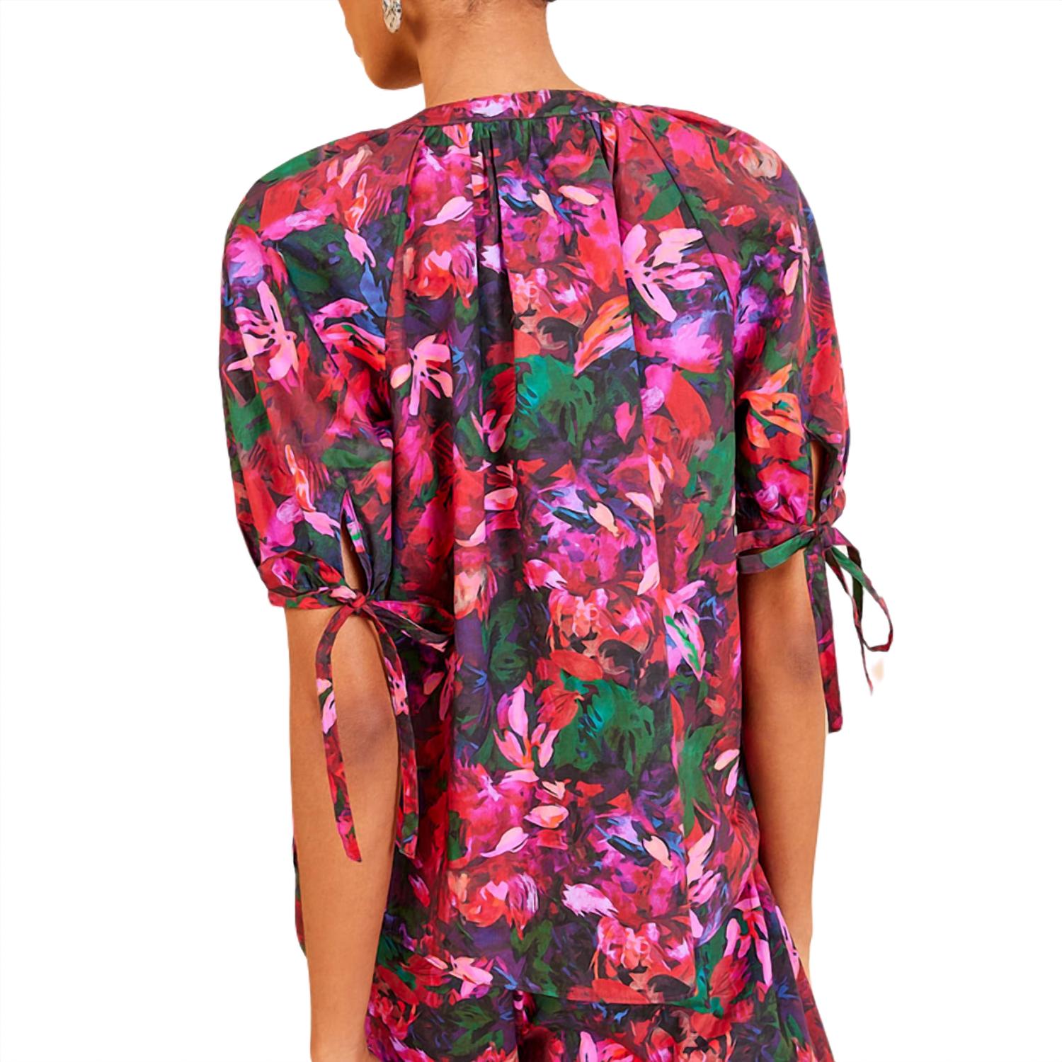 Ulla Johnson Women's Vienne Blouse in hibiscus - women's blouse - detail view