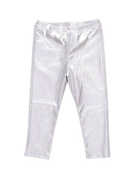 PINK CHICKEN Kid's Lame Leggings in silver - kids' leggings