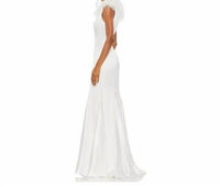 Mac Duggal - Satin Feather Shoulder V-neck Gown