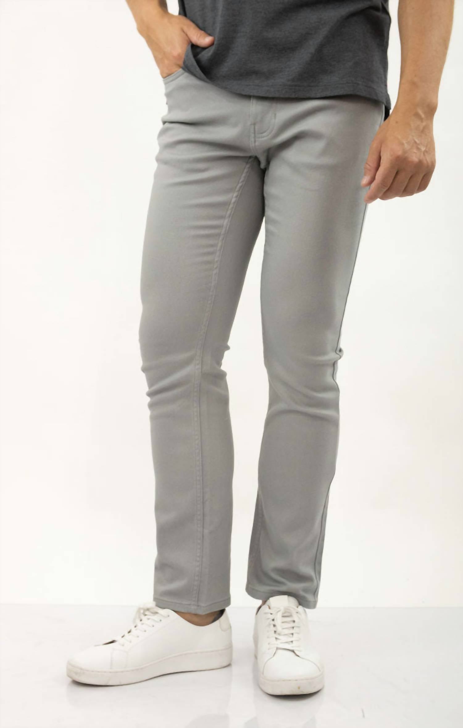 JACHS NEW YORK Straight Fit 5 Pocket Summer Commuter Pants in light grey - men's pants