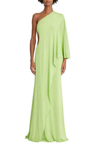 Halston Heritage - One Shoulder Column Cascade Jersey Gown