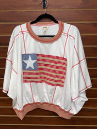 Bibi - Women's American Flag Patchwork Top