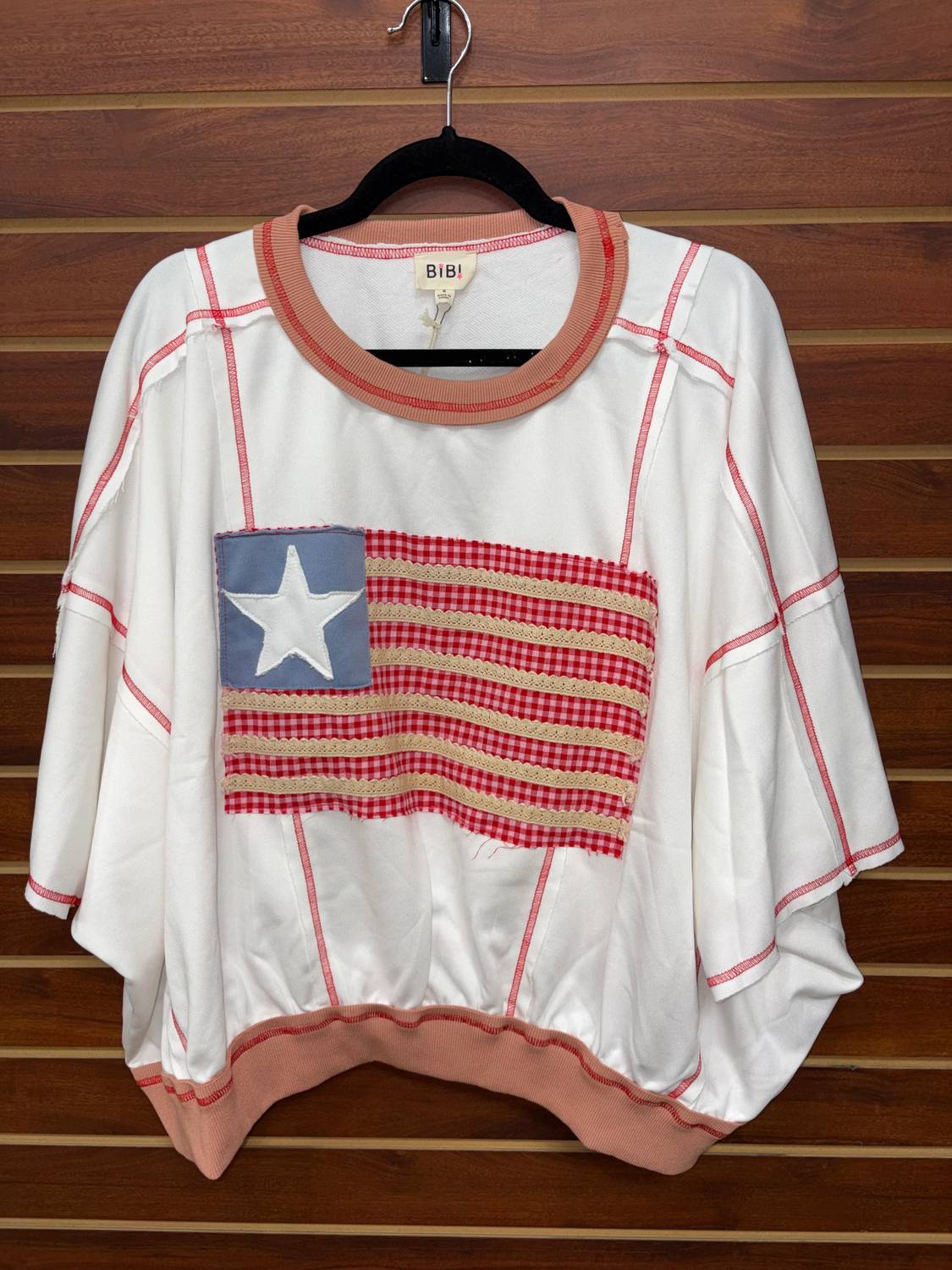 Bibi - Women's American Flag Patchwork Top