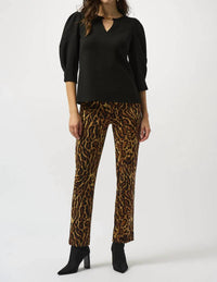 Joseph Ribkoff - Keyhole Neckline Three Quarter Puffed Sleeves Top