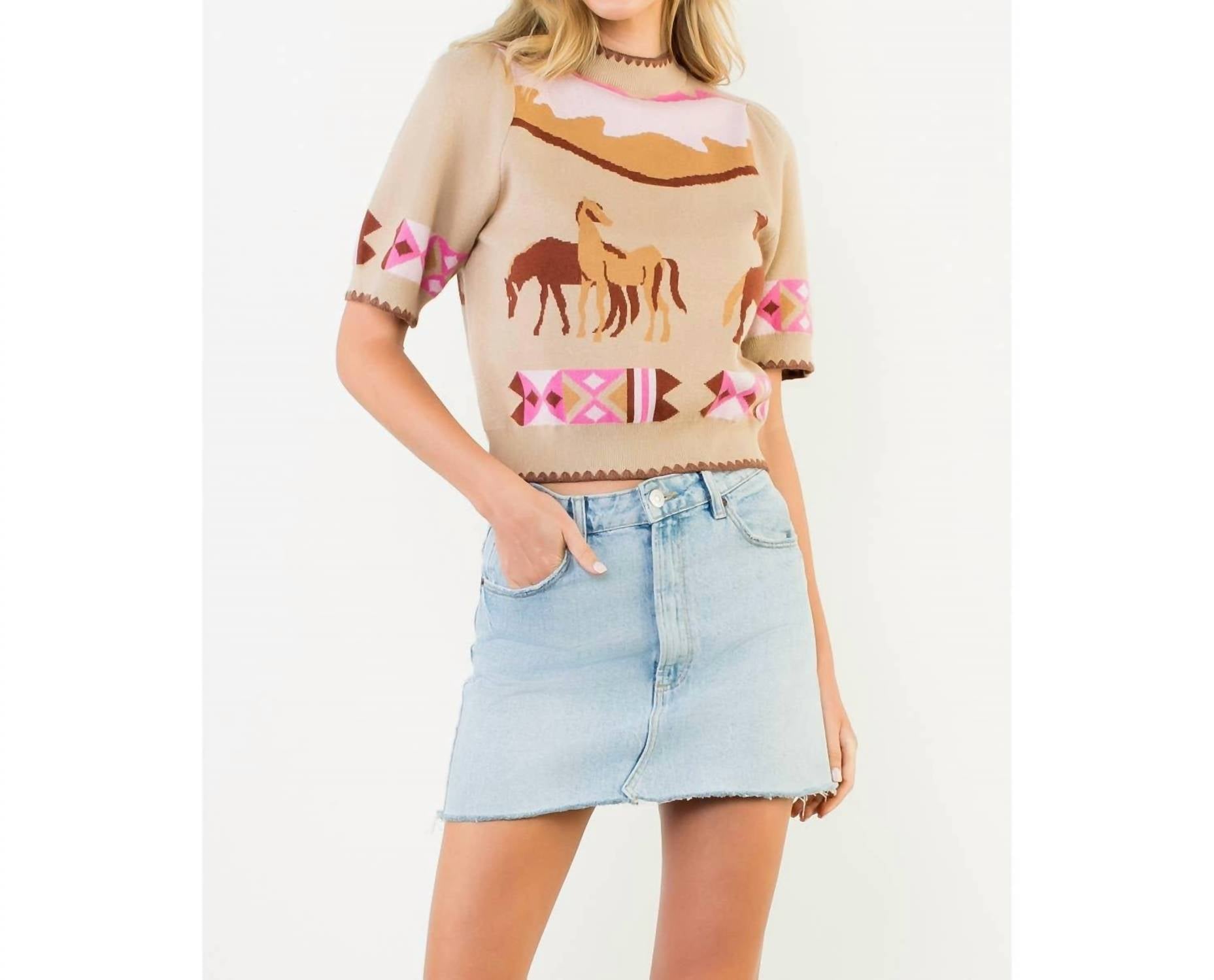 Thml - Western - Inspired Short Sleeve Sweater
