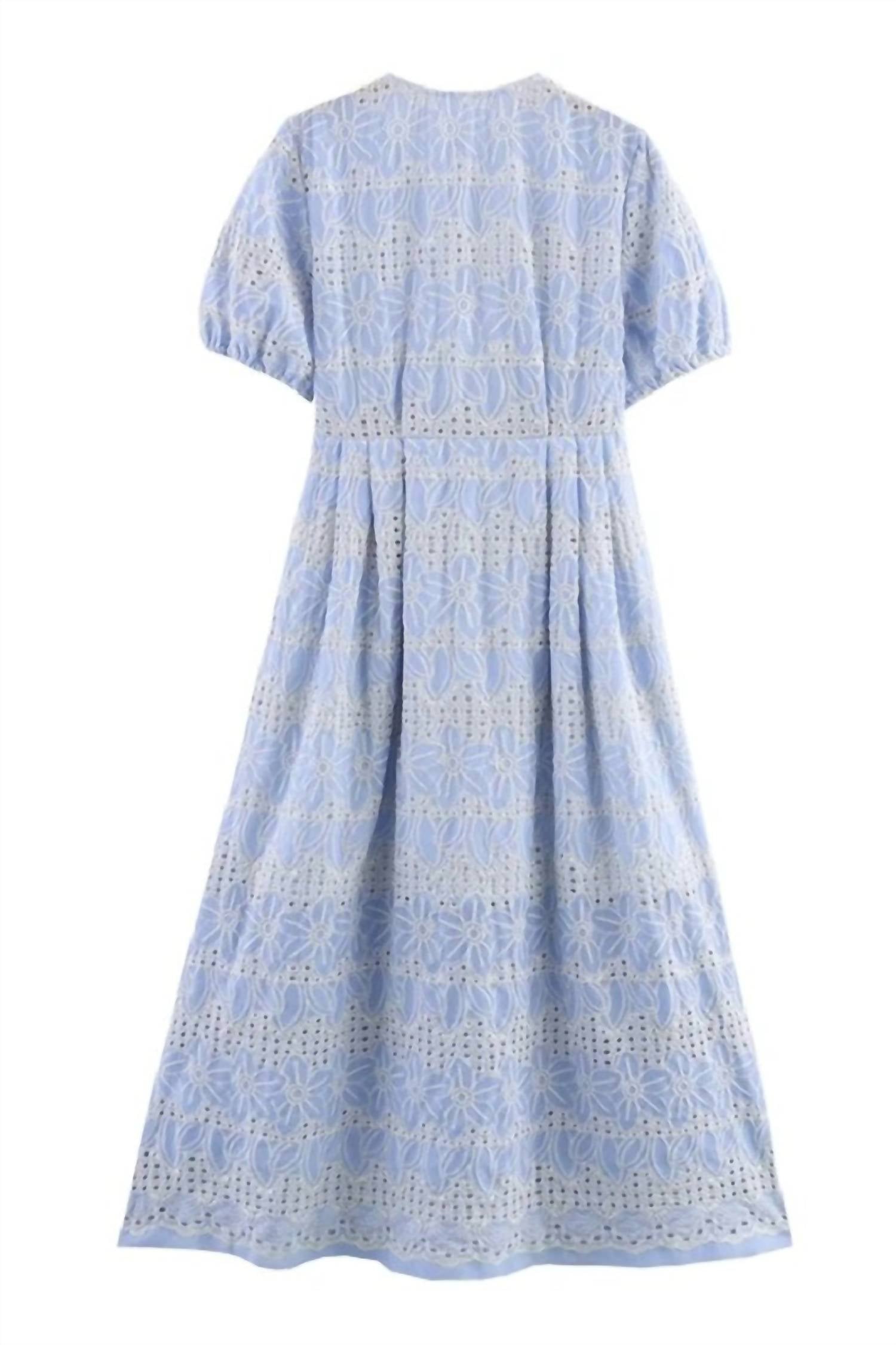 Sundayup - Women's Embroidered Short Sleeve Dress