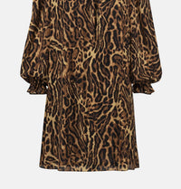 Joseph Ribkoff - Animal Print Georgette Long Puffed Sleeve Trapeze Dress