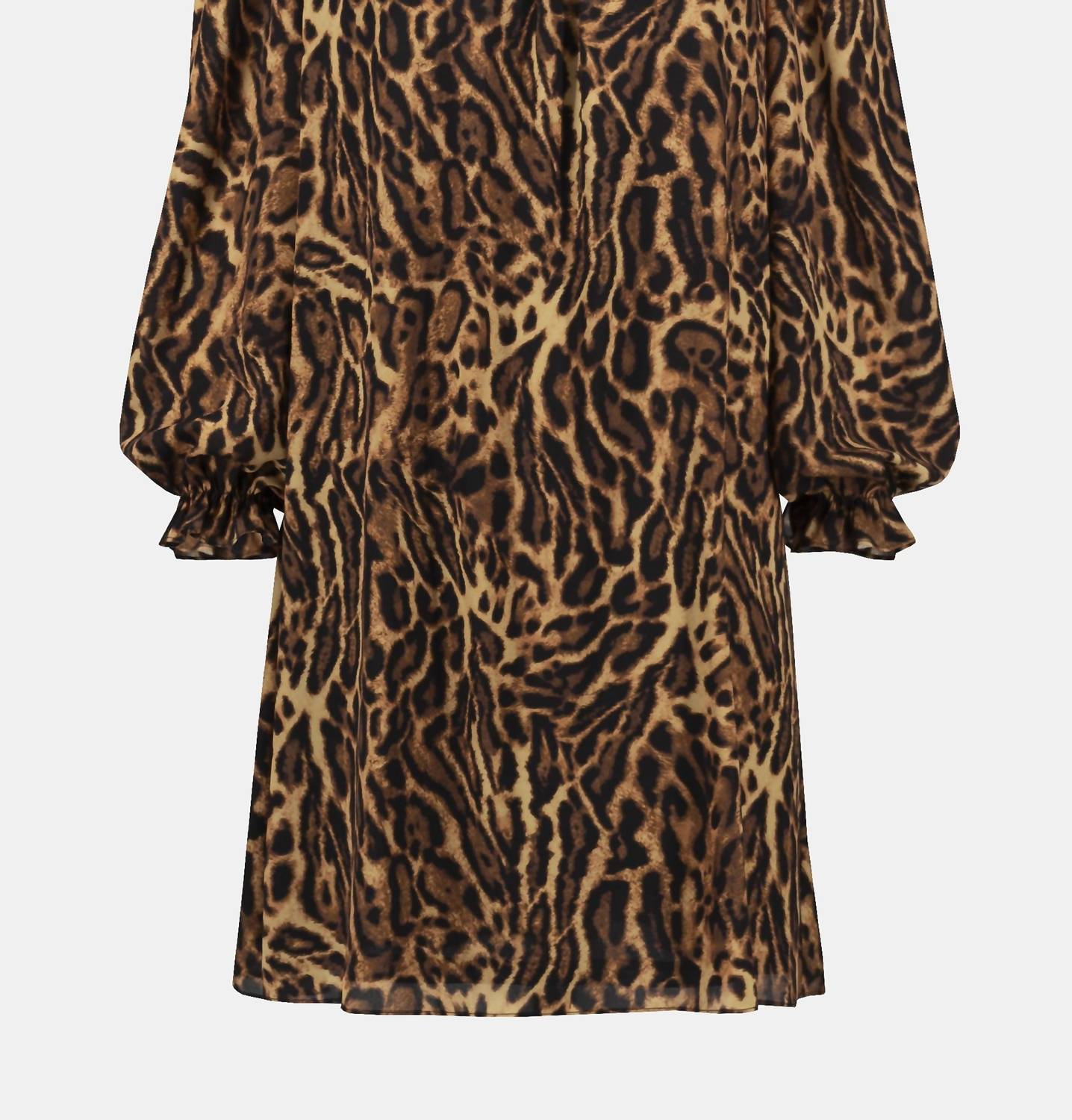 Joseph Ribkoff - Animal Print Georgette Long Puffed Sleeve Trapeze Dress