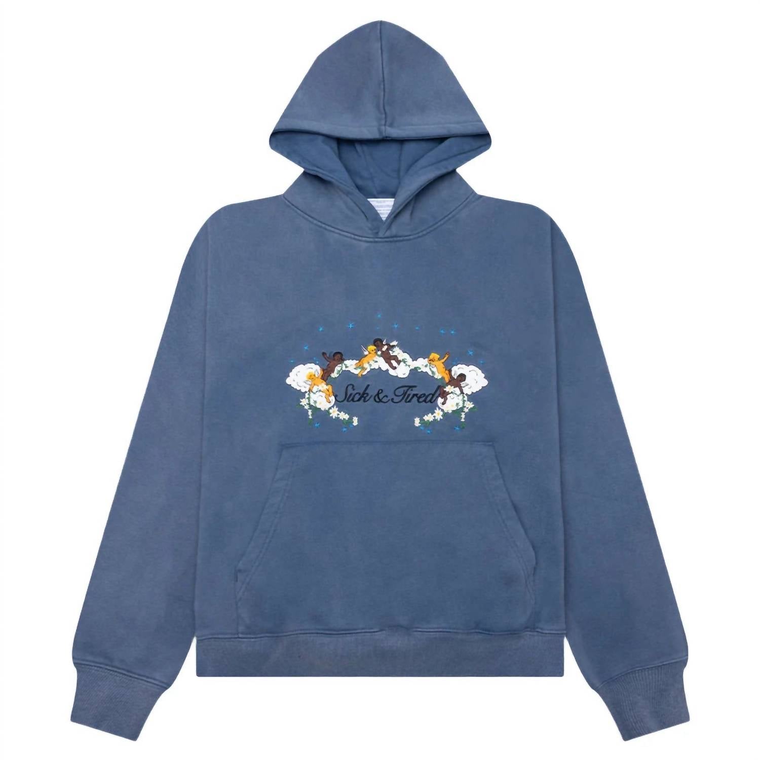 JUNGLES Sick & Tired Hoodie in blue - men's shirt - detail view