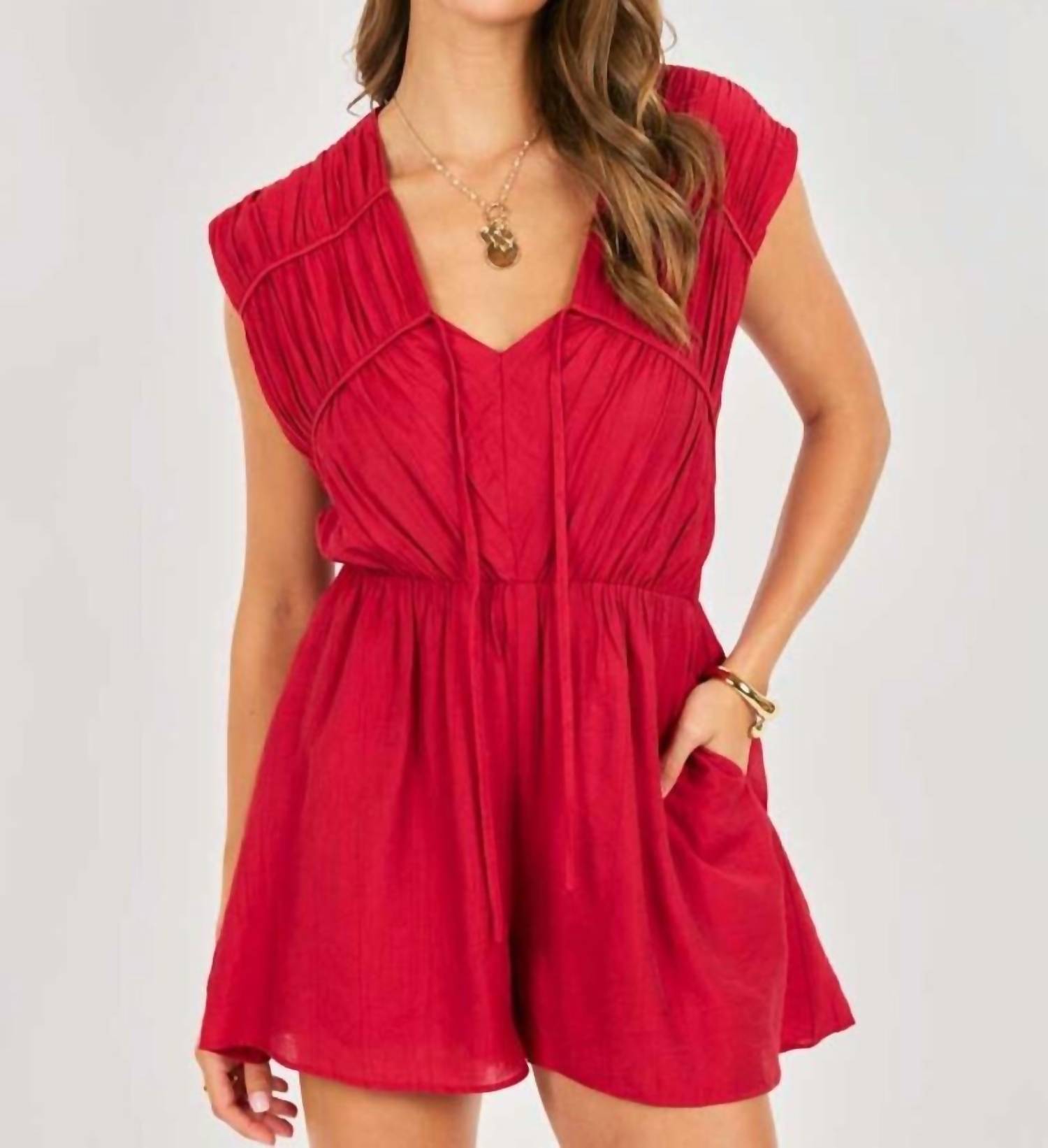 Sadie & Sage Erin Romper in red - women's pants