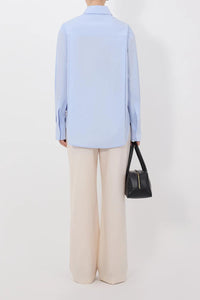 Loulou de Saison Lee Cotton Shirt in storm - women's shirt - alternate view