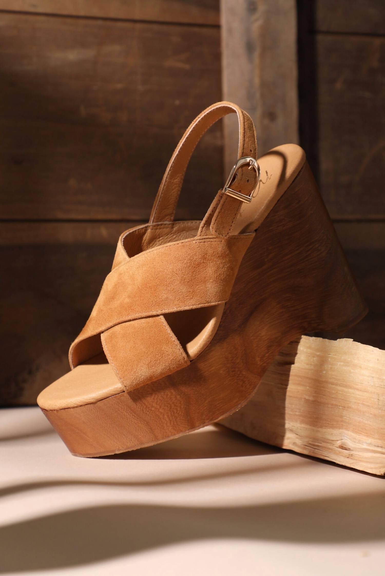 Matisse Women's Fox Wood Bottom Platform Wedges in tan - women's shoe - detail view