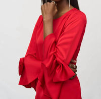 Joseph Ribkoff - Satin Ruffle Sleeve Straight Dress