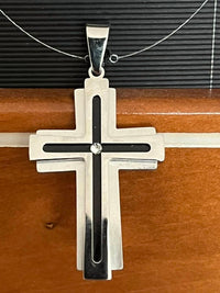 FAIRE TWO-TONE STAINLESS CROSS -UNISEX in silver - women's item