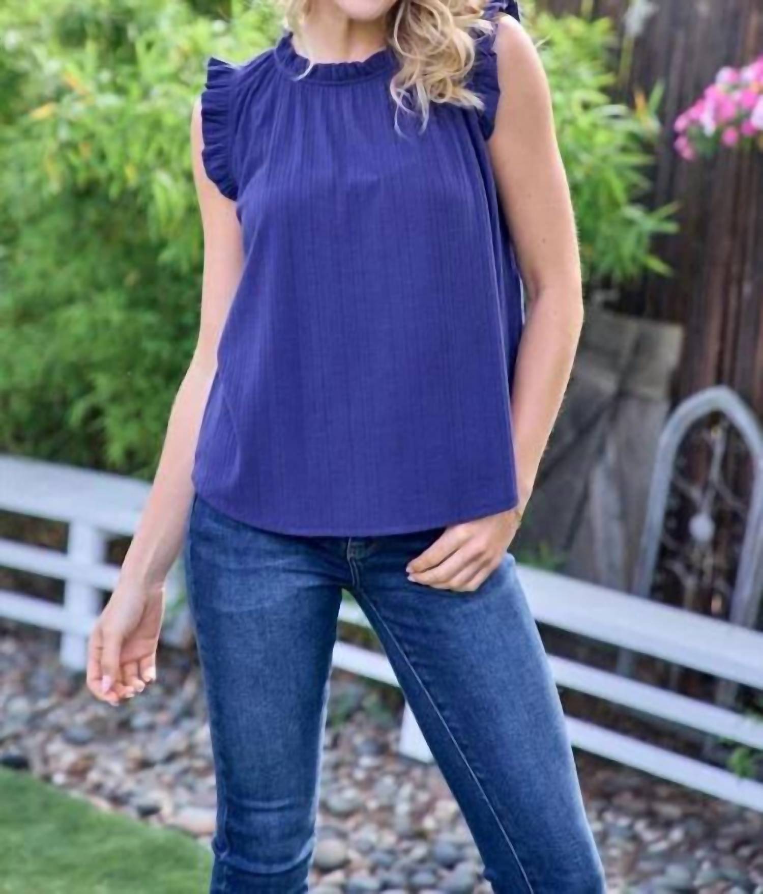 Hailey & Co - Rib Knit With Ruffles Top