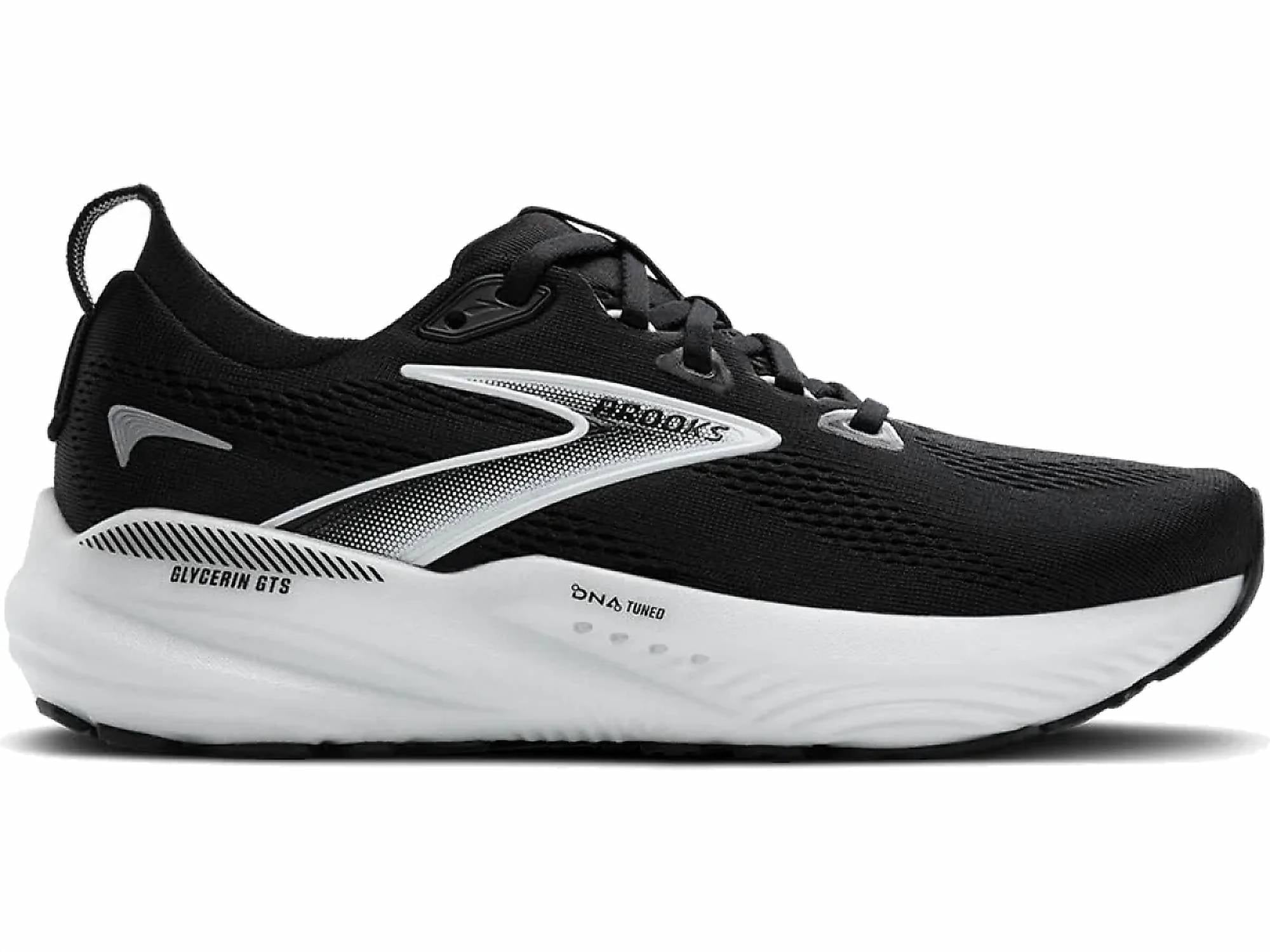 BROOKS Men's Glycerin Gts 22 Running Shoes in black grey white 5 - men's shoe