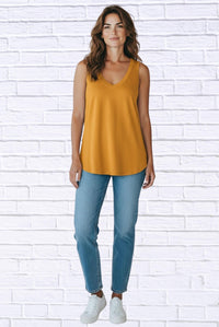 Diva USA Soft Knit V-neck Sleeveless Top in tangerine - women's tank top - alternate view