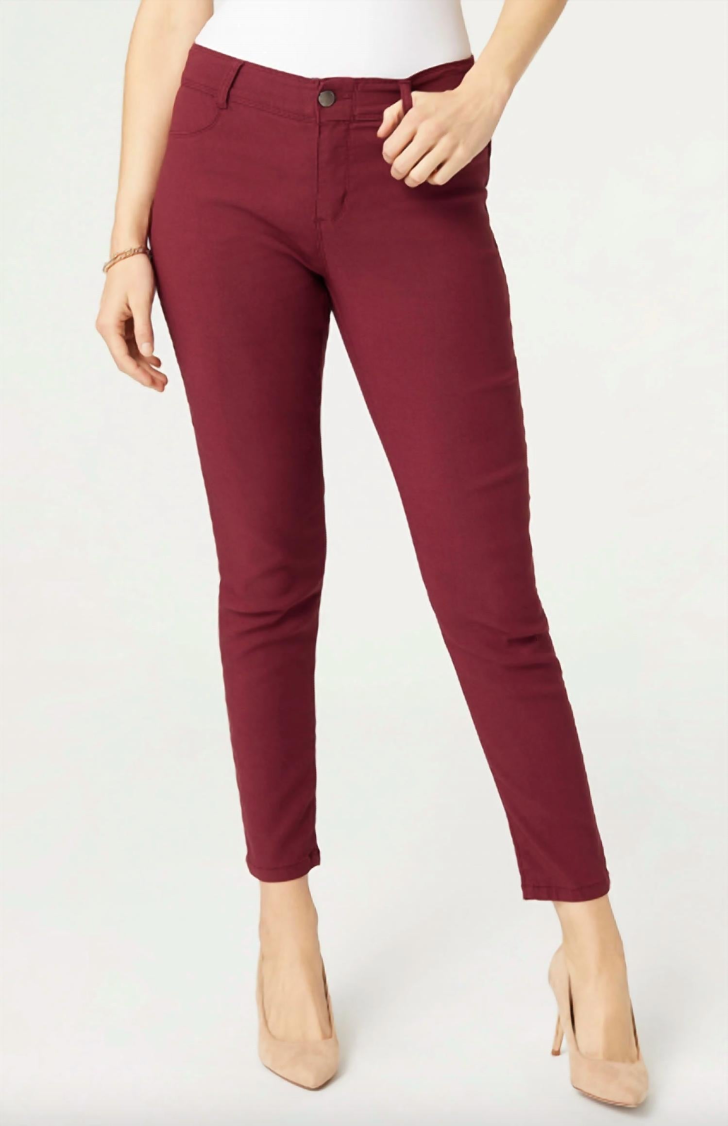 COCO + CARMEN Cloud 9ine Skinny Pant in burgundy - women's pants