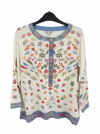 John Mark - Women's Embroidered Button-up Tunic Top