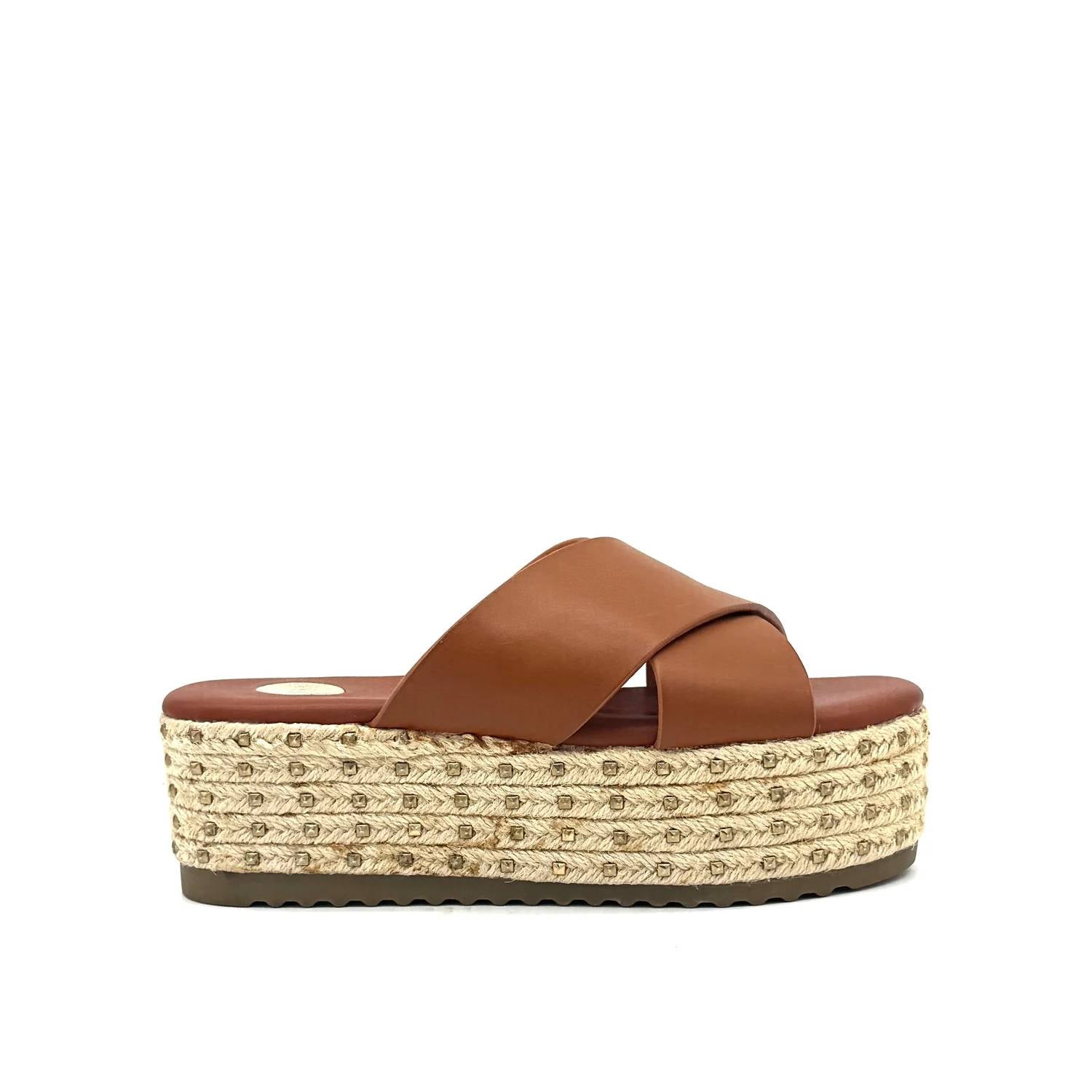 Exe - Women's Violet Cross-strap Espadrille Platform Slides