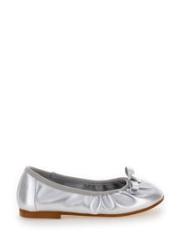MONNALISA Girl's Laminated Leather Ballet Flats in silver - kids' shoe