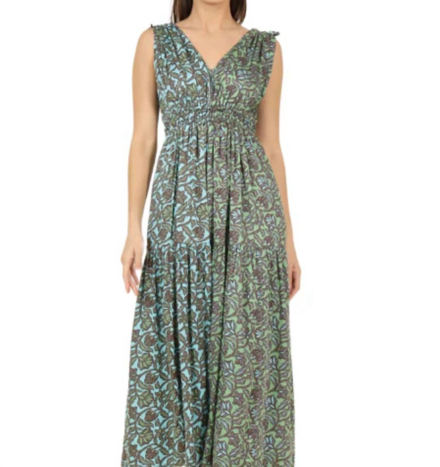 OMIKA Rosalita Midi Dress in green - women's dress - detail view