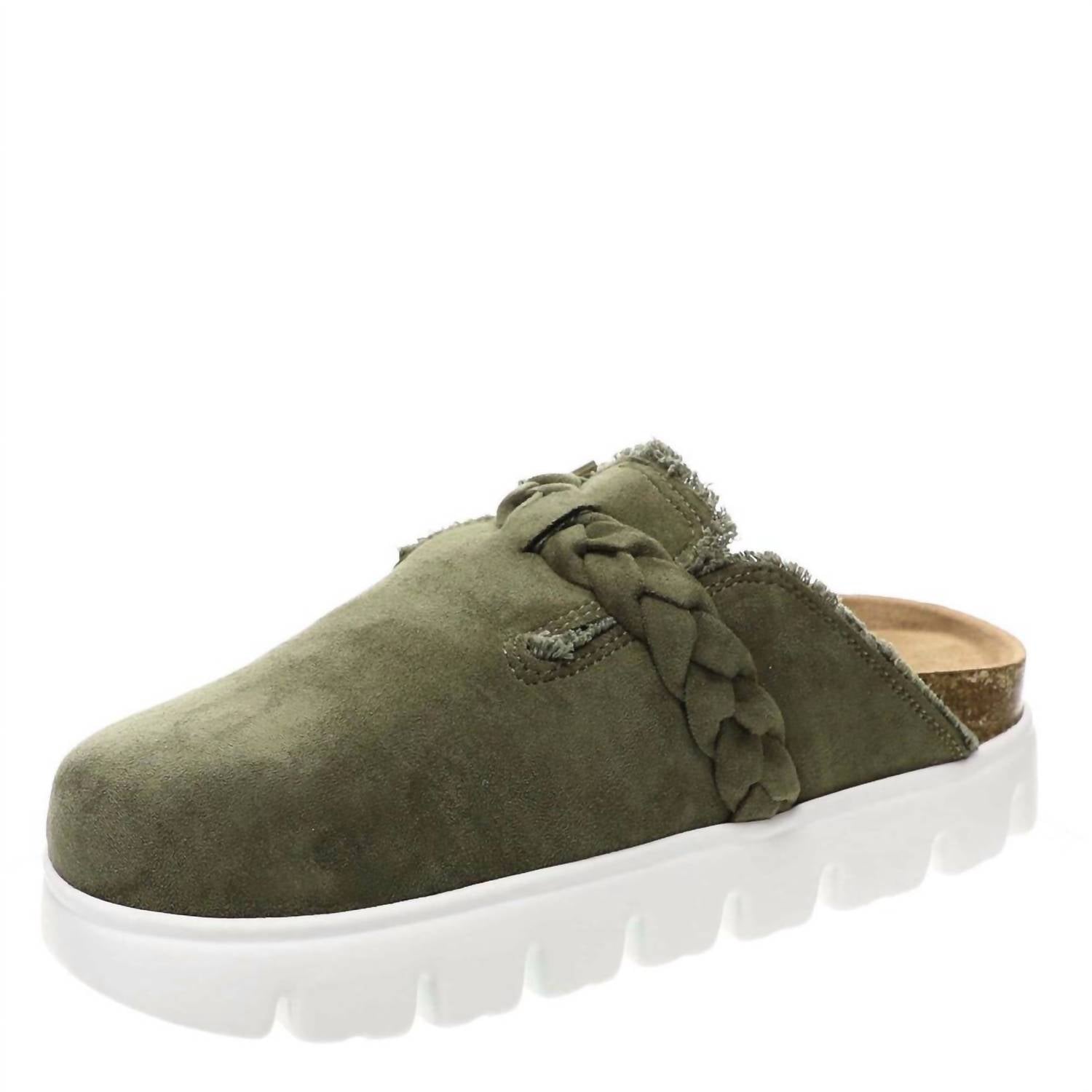 Very G - Women's Cali Braided Buckle Faux Suede Clogs