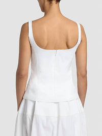Lela Rose - Peony Embroidered Cotton Poplin Scoop Neck Top