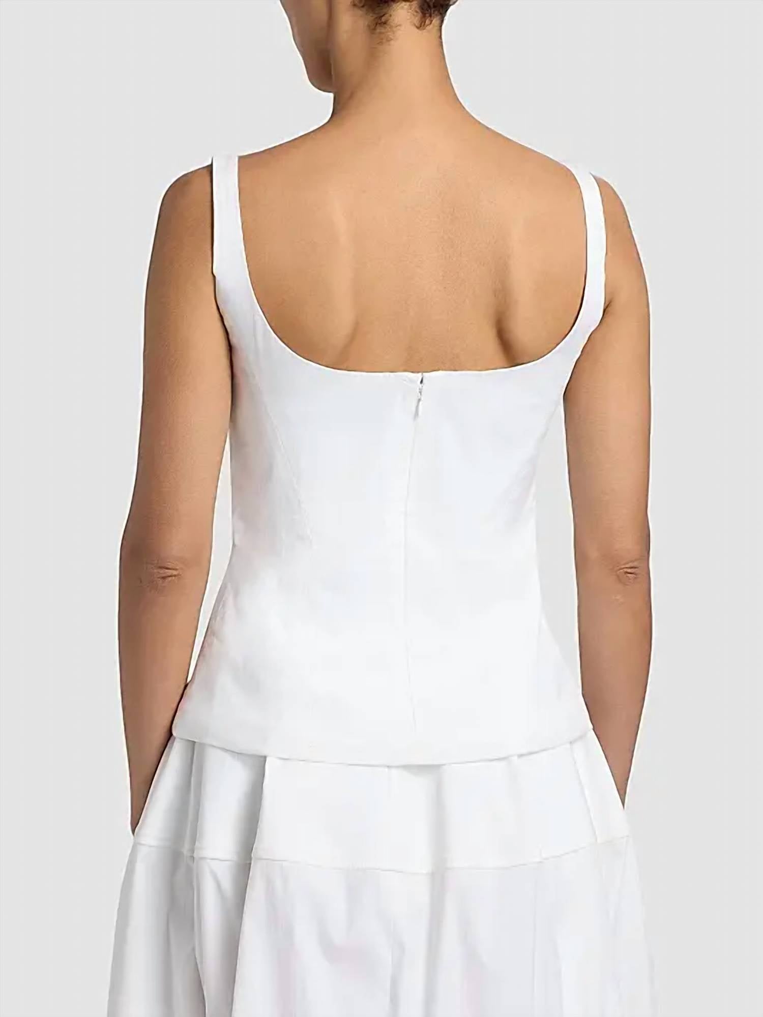 Lela Rose - Peony Embroidered Cotton Poplin Scoop Neck Top