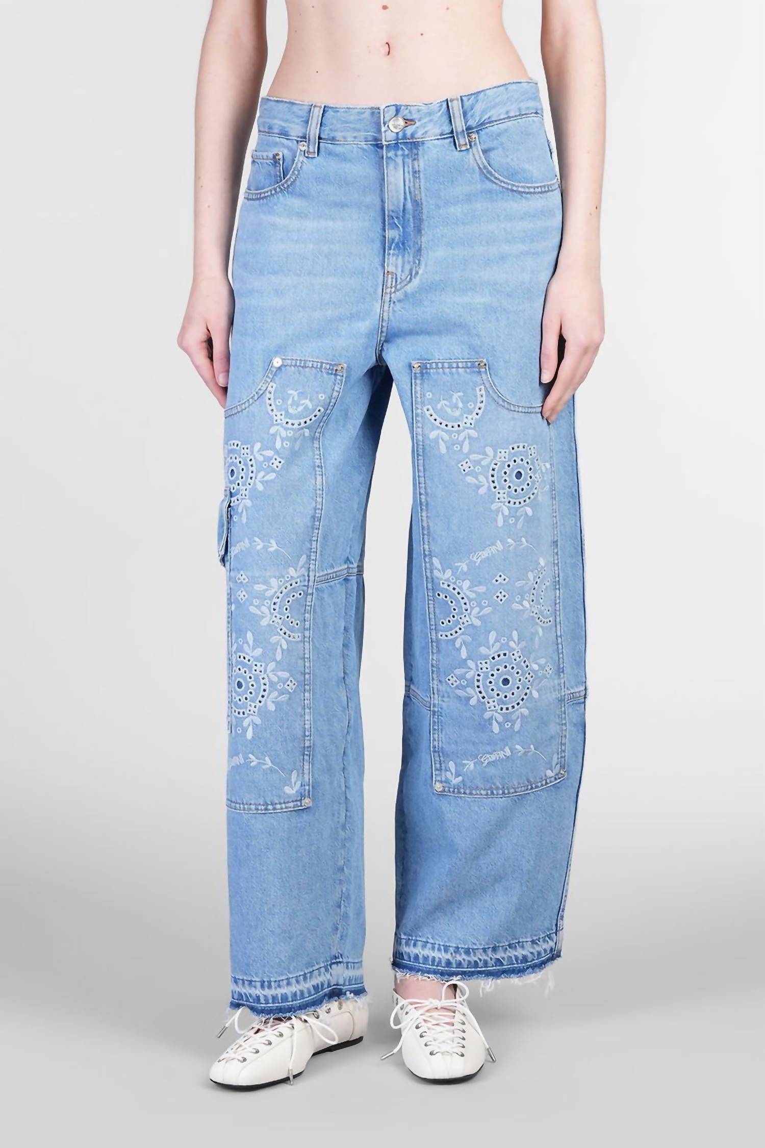 Ganni - Broderie Anglaise Carpenter Jeans