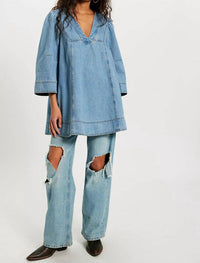 Free People Goldie Denim Mini Dress in celestial blue - women's dress