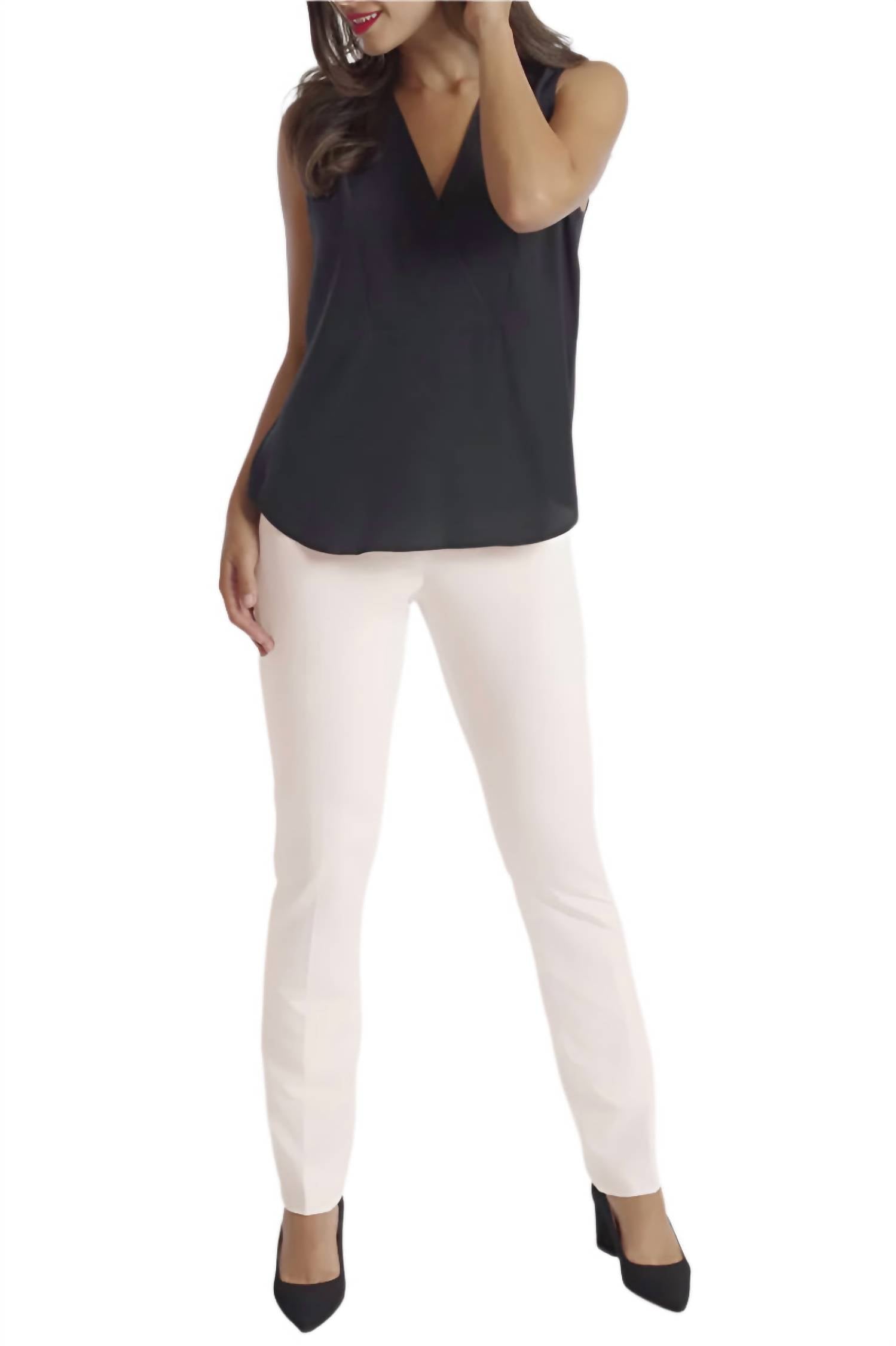 Peace Of Cloth - Mid Waist Solid Straight Twill Pant