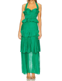 line and dot Cari Halter Maxi Dress in kelly green - women's dress