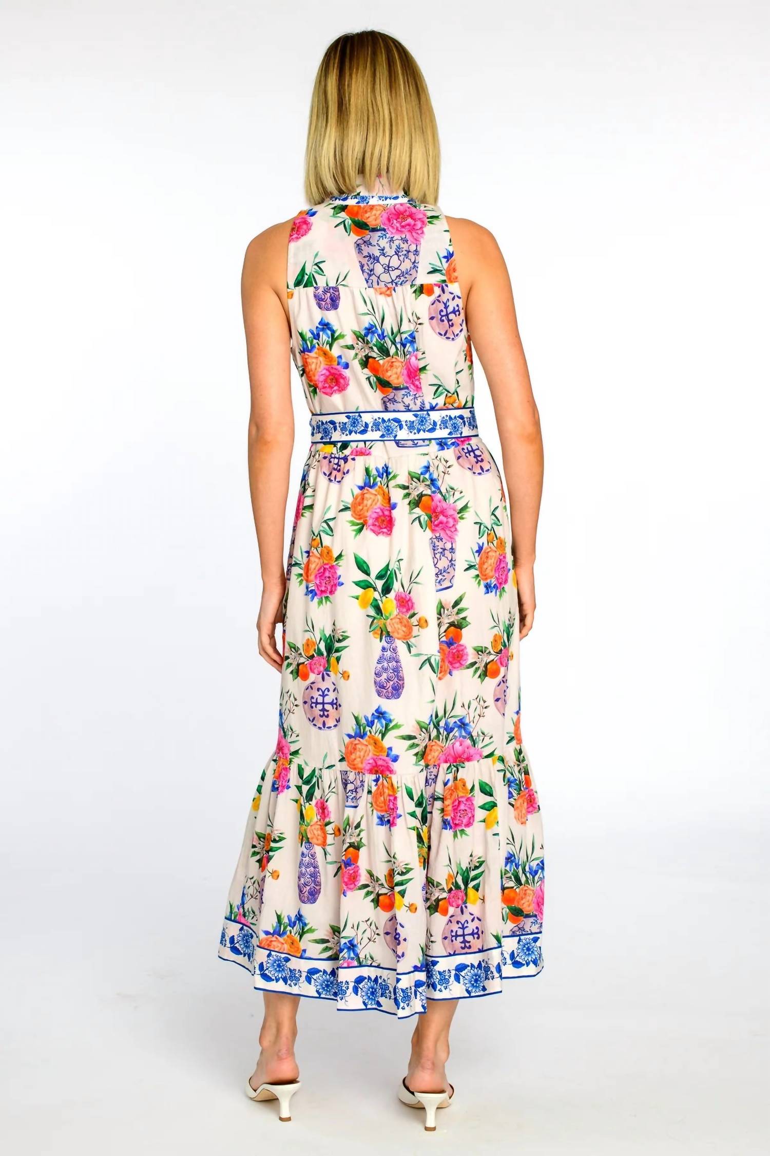 Elizabeth James The Label Biba Dress in ivory ginger jars - women's dress - detail view