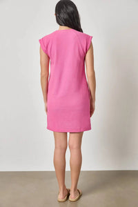 Lilla P Saddle Sleeve Shift Dress in dahlia - women's dress - detail view