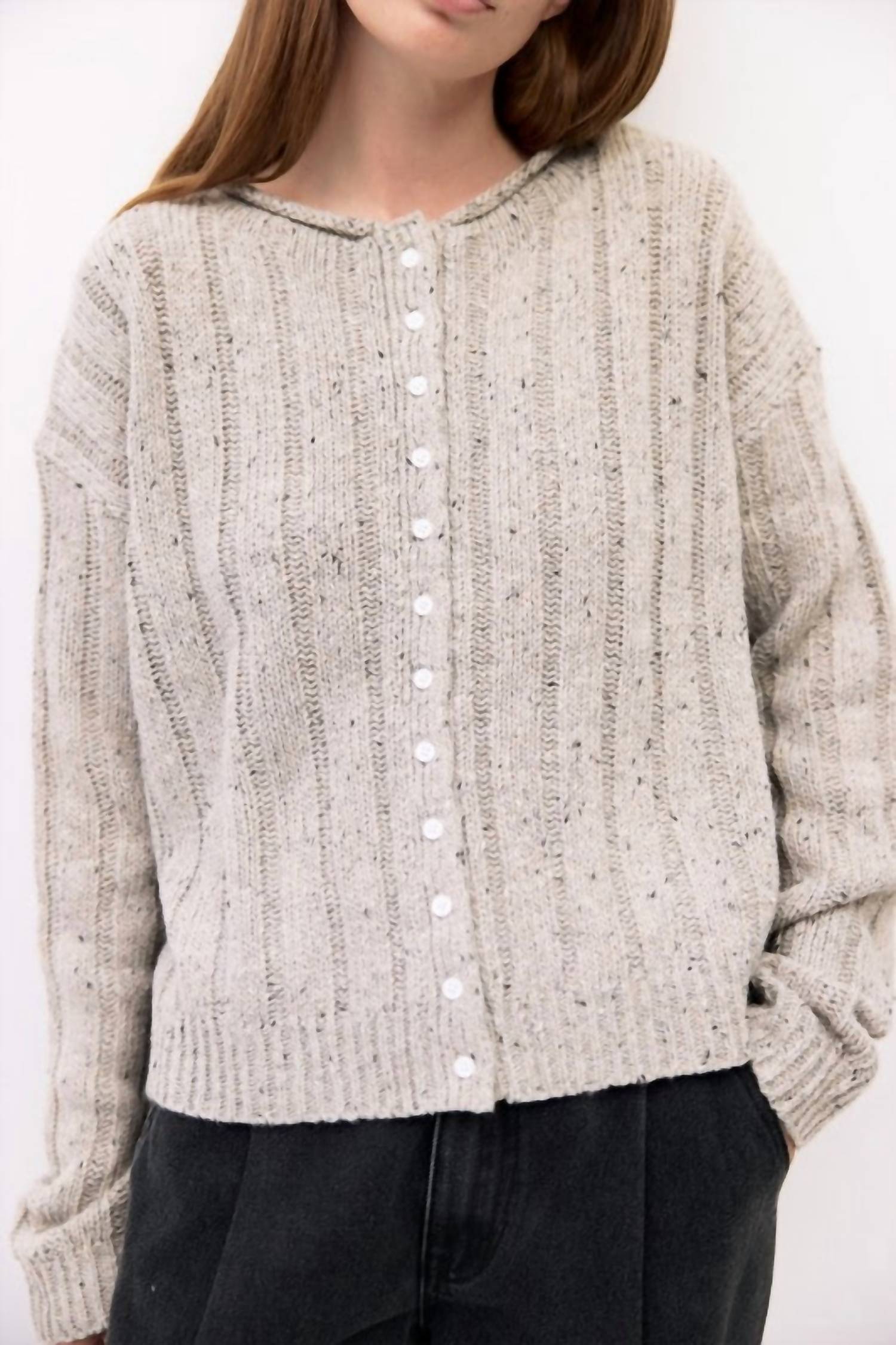 all : row Theodora Flared Sleeves Cardigan in grey - women's cardigan - view 5