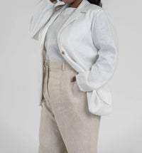 Adriana Contreras - White Linen Long Sleeve Blazer - Plus