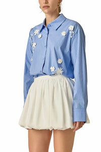 English Factory - Flower Trim Striped Shirt