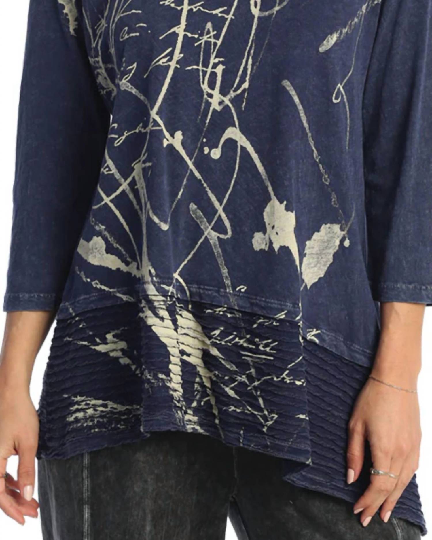 Jess & Jane - Scrolls Mineral Washed Asymmetric Top