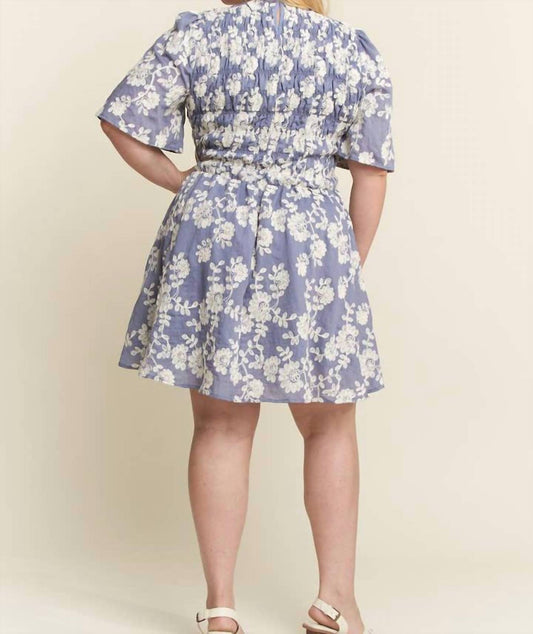 Jade By Jane - Floral Print Embroided Mini Dress - Plus