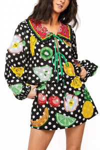 Queen Of Sparkles - Polka Dot Tie Up Fruit Top