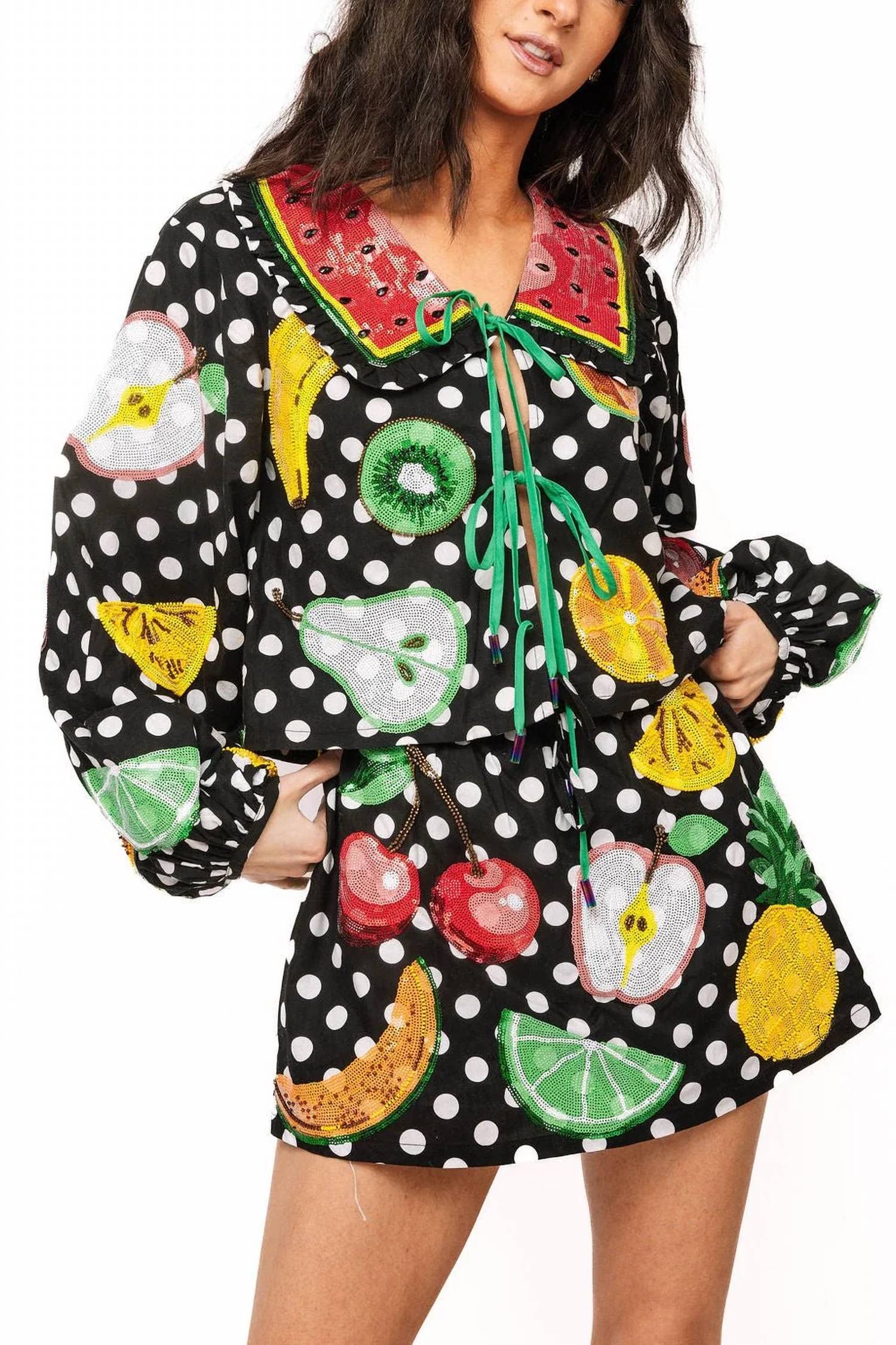 Queen Of Sparkles - Polka Dot Tie Up Fruit Top