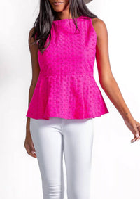 Sail To Sable - Sleeveless Zip Back Peplum Top