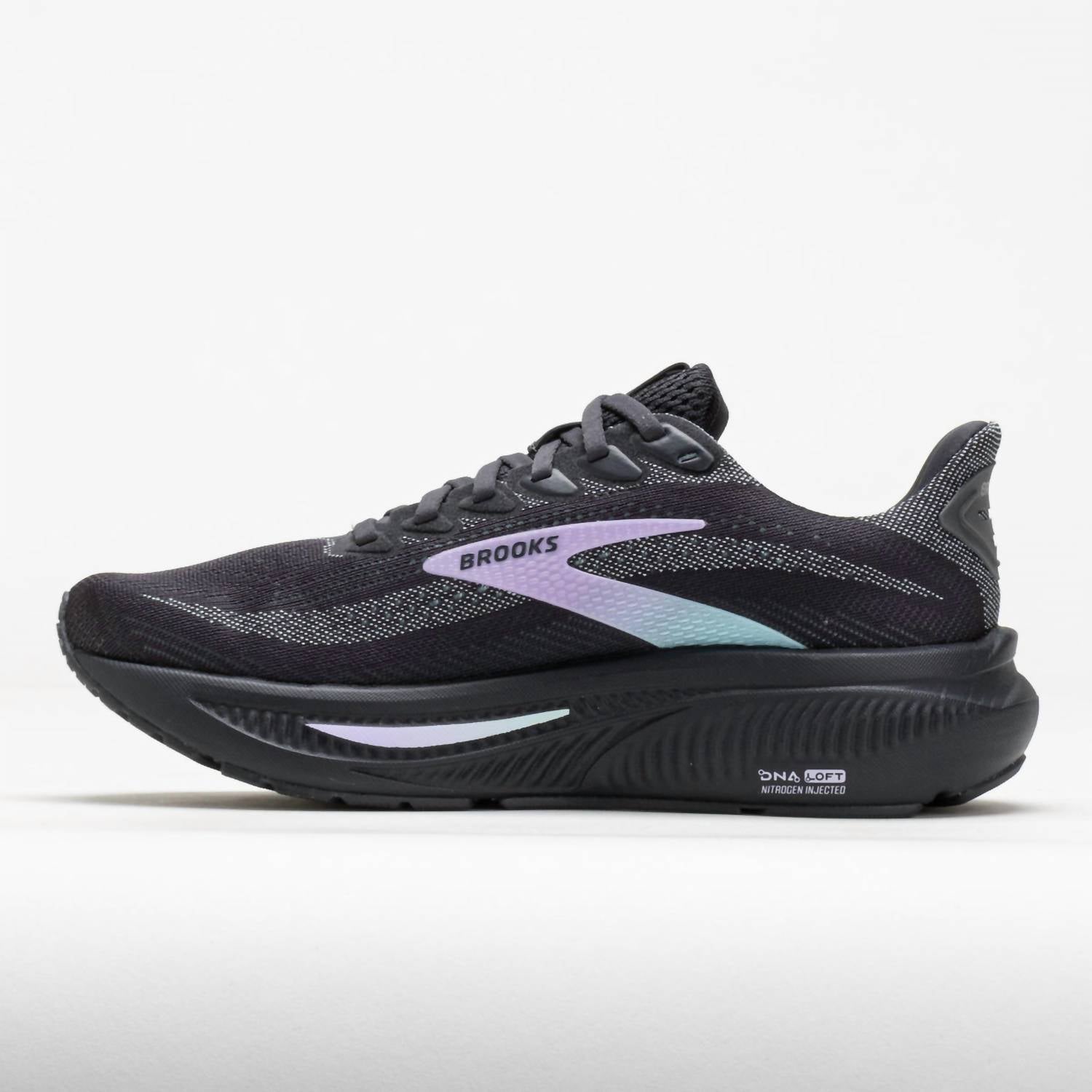 BROOKS Women's Ghost 17 Running Shoes in grey clearwater purple - women's shoe - detail view