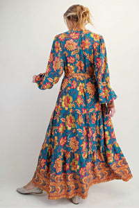 Easel - Challis Tie Waisted Maxi Dress